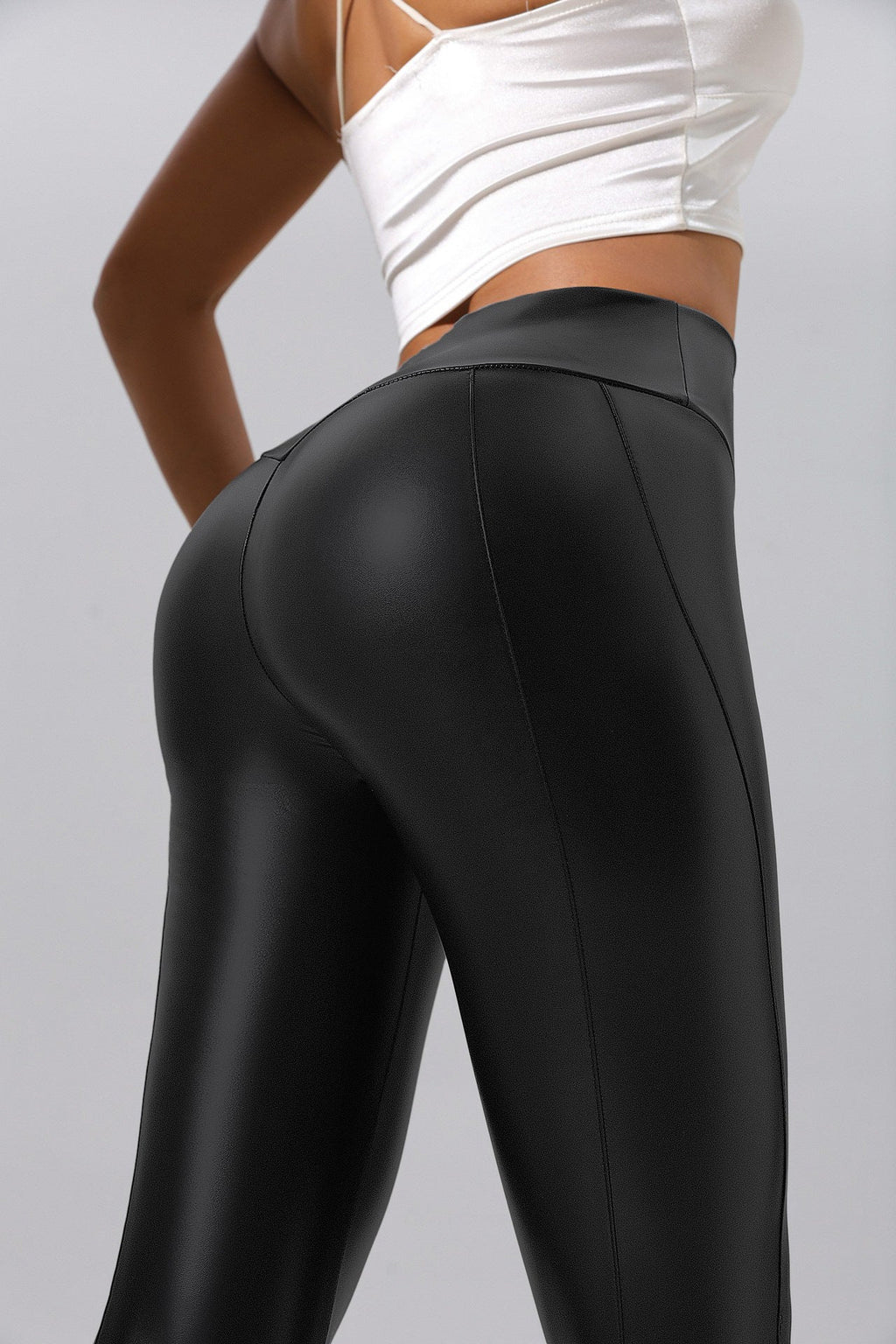 Women’s Patchwork Leather Pants for Running, Fitness and Yoga