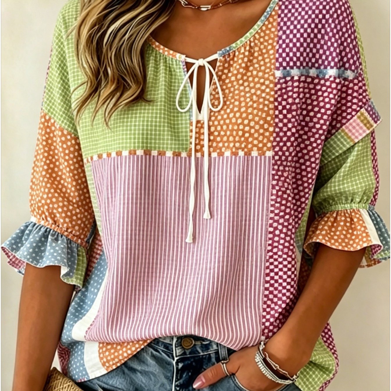 Women's Floral Print Three-Quarter Sleeve Shirt – Relaxed Retro