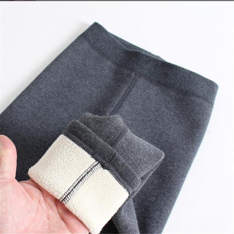 Girls Wool-Lined Thickened Winter Leggings