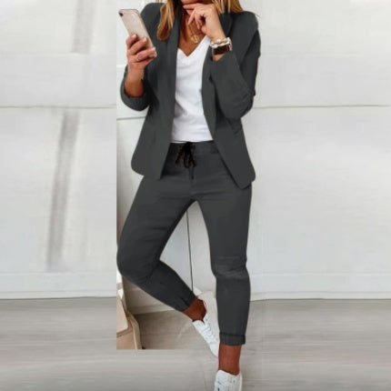 Lapel Blazer & Drawstring Trousers OL Suit – 12 Colors XS–3XL