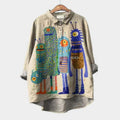Women’s Relaxed Fit Printed Lapel Casual Shirt