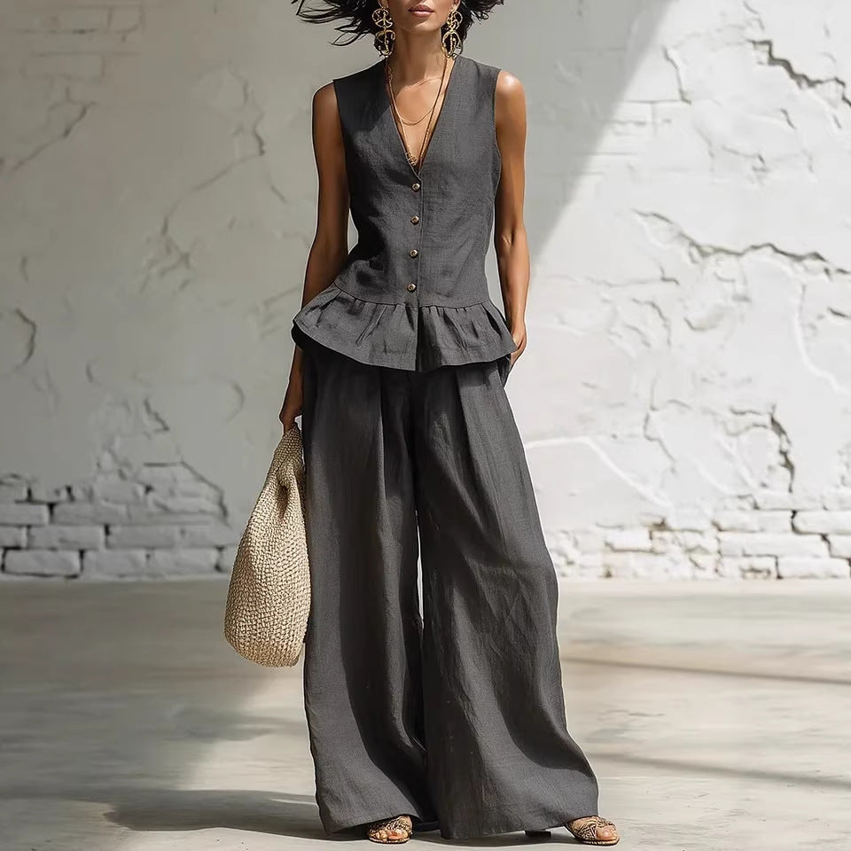 Women's Bohemian Ruffled Sleeveless Tank & Pants Set