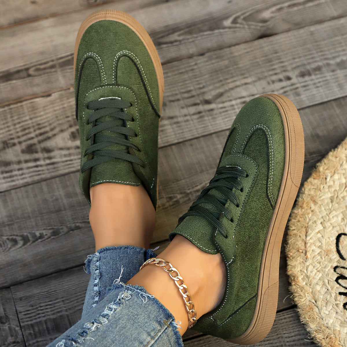Women’s Round Toe Elegant Student Casual Lace-Up Shoes
