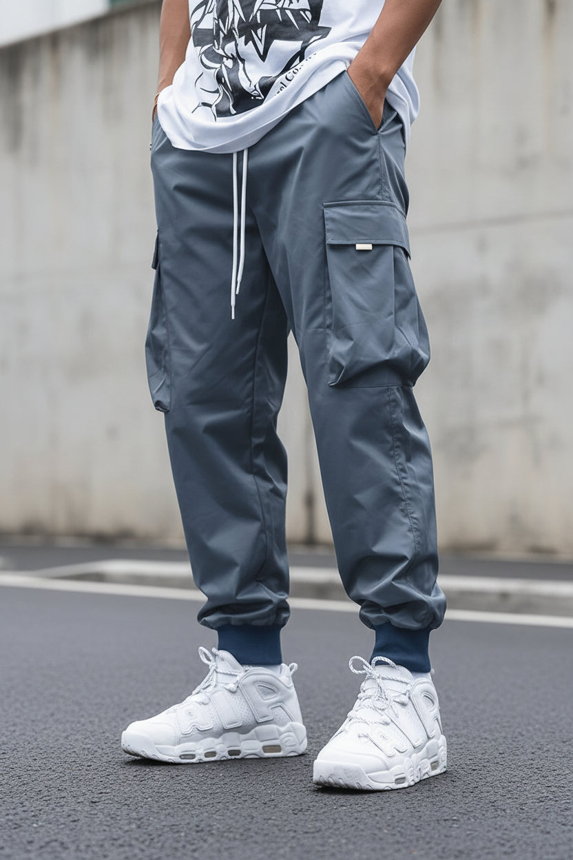 Men’s Multi‑Pocket Drawstring Cargo Pants