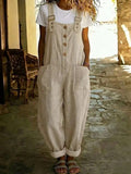 Women's Vintage High-Waist Straight-Leg Overalls – Sleeveless Suspender Jumpsuit