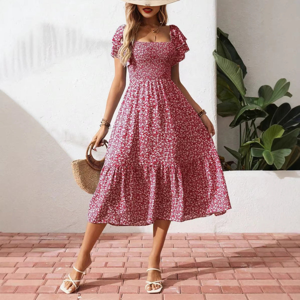Plus Size Backless Midi Dress – Elegant Pleated Summer Party Dress