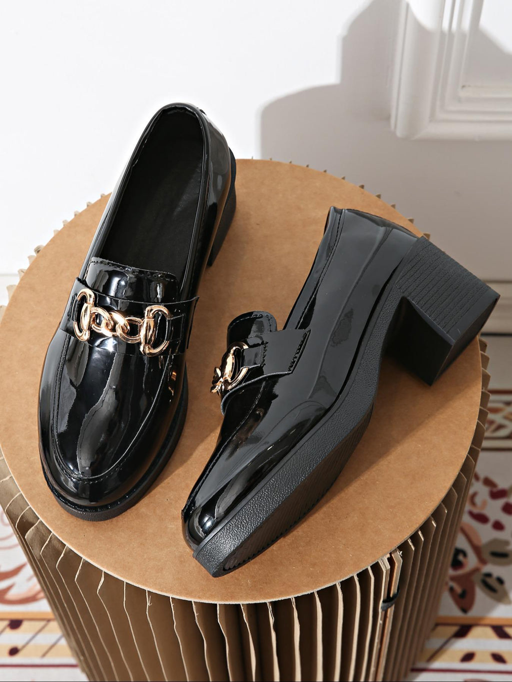 Women's Bowtie Round Toe Low Heel Pumps – Wide Size PU Casual Shoes