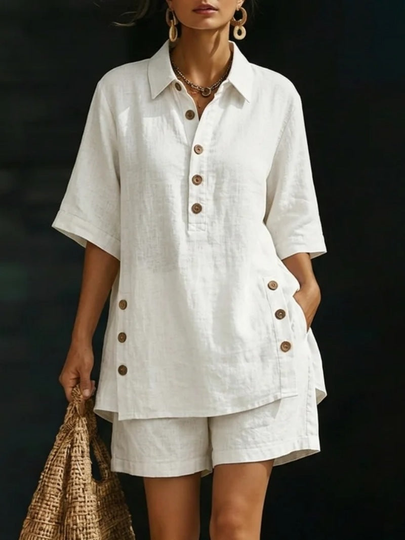 Short-Sleeve Shirt & Loose Pants Two-Piece Set – 4 Colors, S–5XL