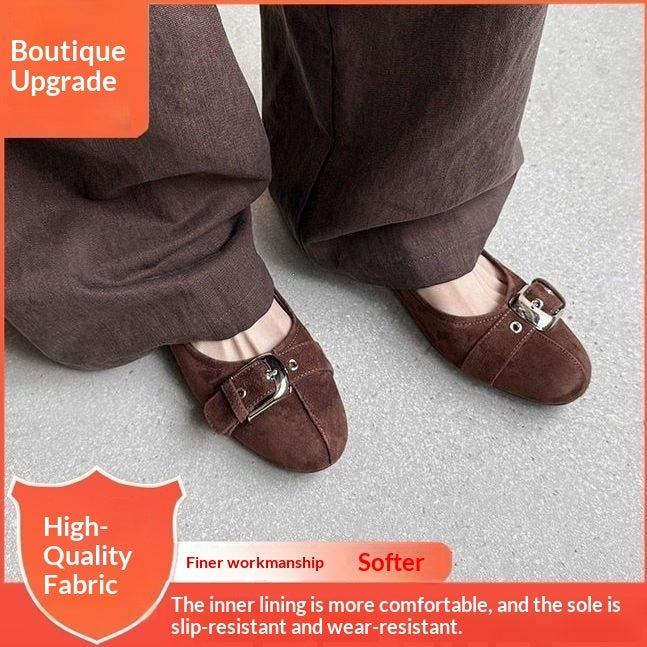 Women's Round Toe Low-Cut Office Heels – Casual Mid-Heel Shoes