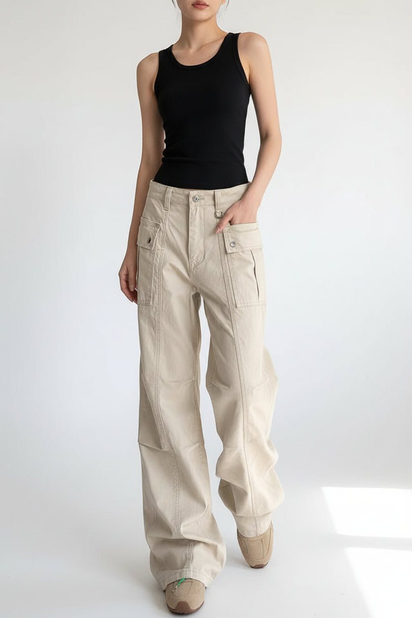 Women’s Straight Leg Slightly Flared Washed Casual Pants