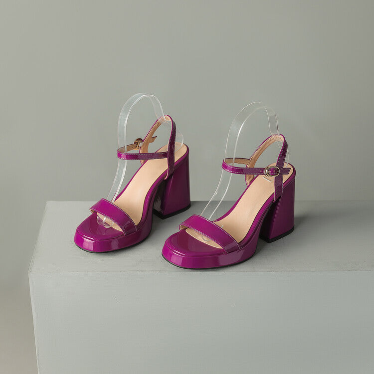 Women's Round Toe Chunky Heel Sandals – Buckle Strap Block Heel