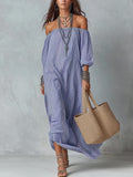 Women's Striped Loose-Fit Flared Maxi Dress – Holiday & Vacation