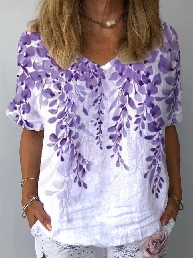 Artistic Retro Digital Print Pullover Top – Women’s Chinese Style