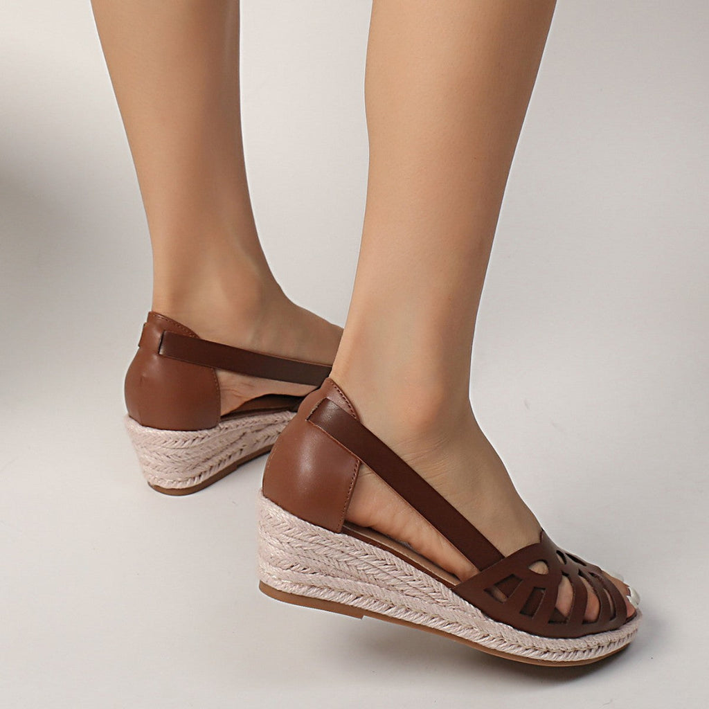 Women's Strappy Roman Sandals – Thick Sole Mid-Heel Buckle Sandals