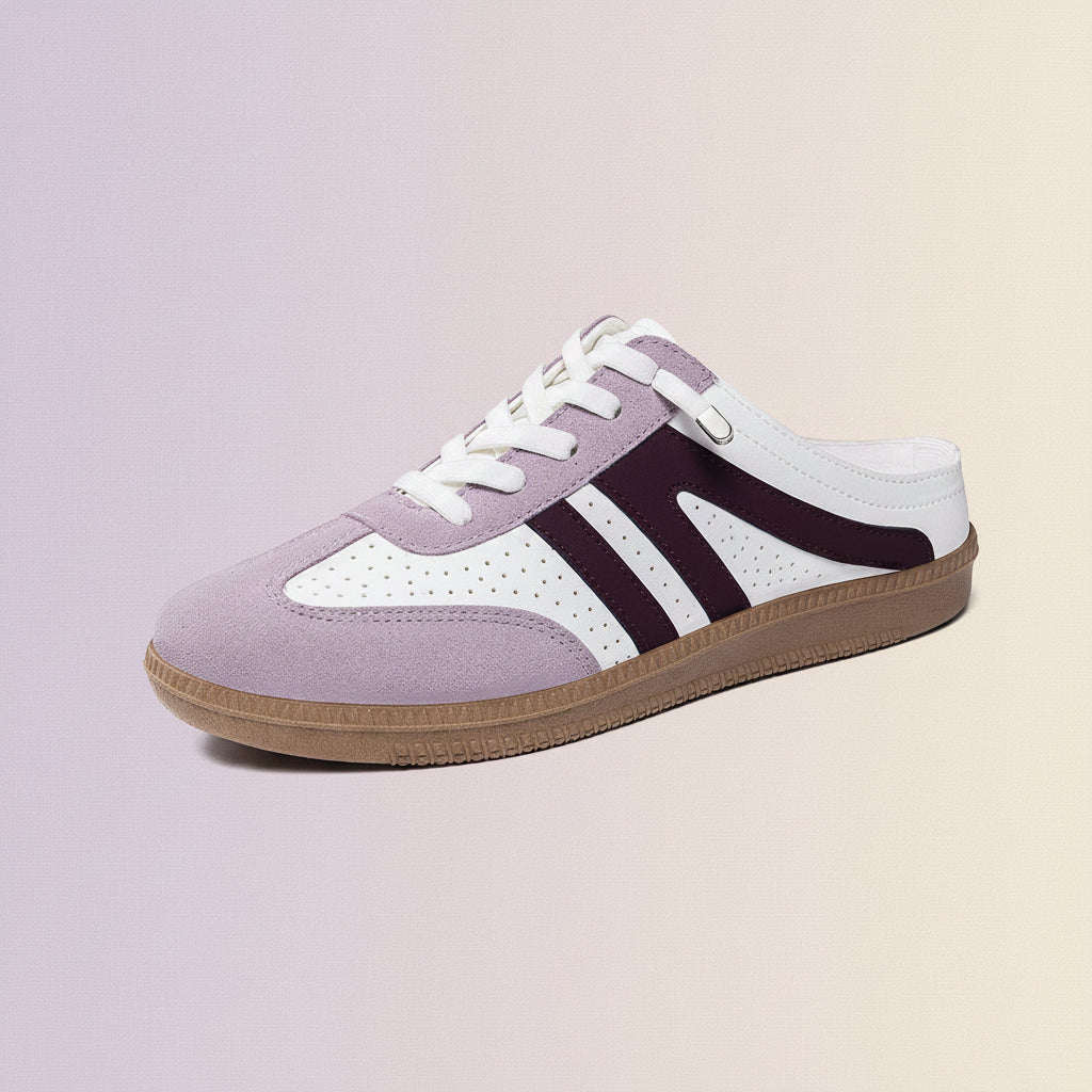 Women's Slip-On Half Slipper Sneakers | Color-Block Striped Casual Shoes in 3 Colors | EU 36–43