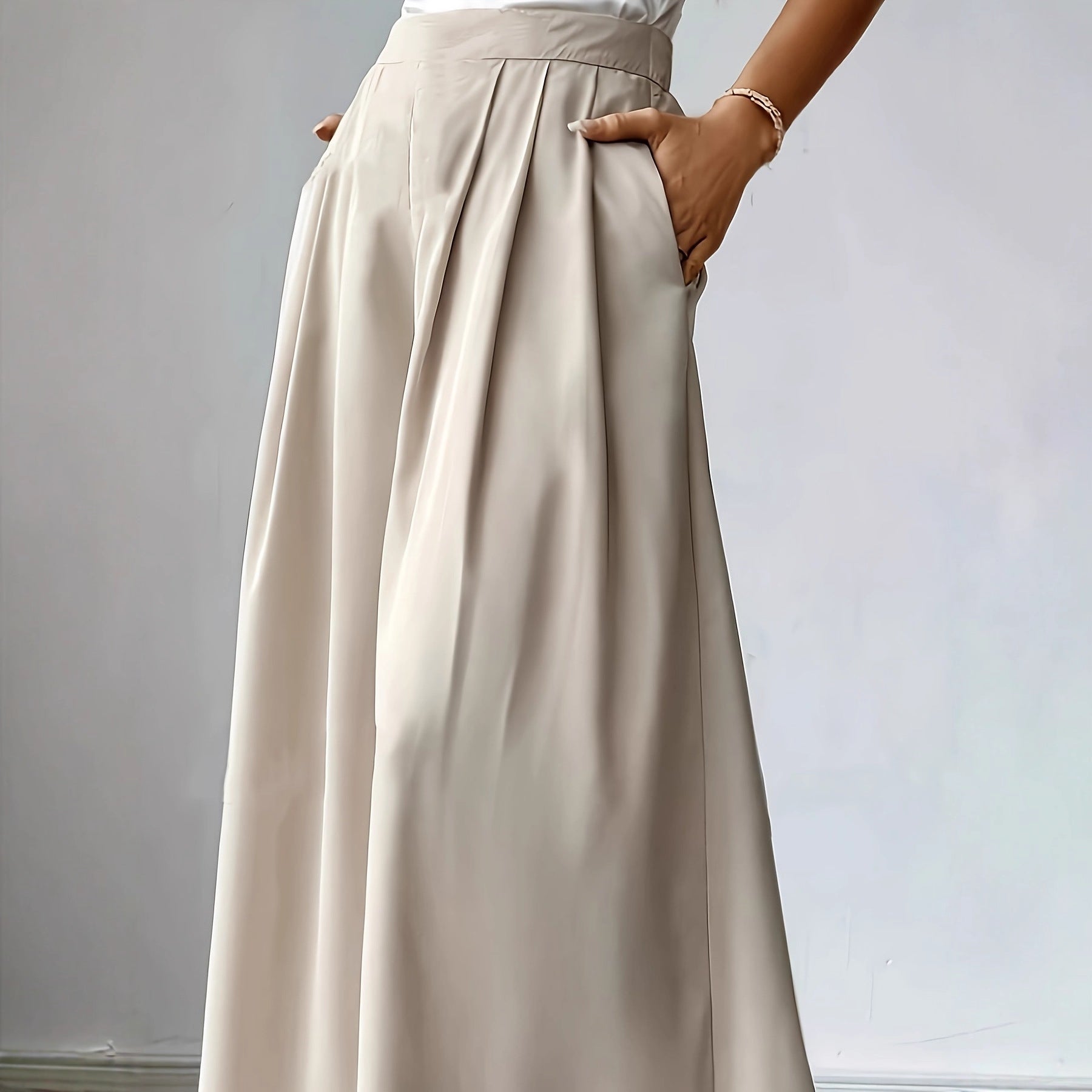 Women's High-Waist Pleated Wide-Leg Pants – Relaxed Bohemian Linen