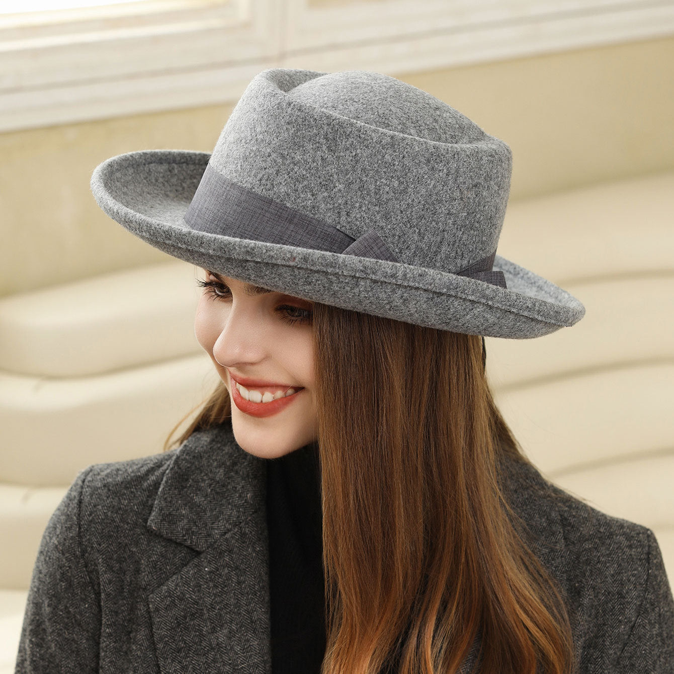 Vintage Bow British Retro Flat Top Hat for Women