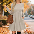 Women's Solid Color Long Sleeve Knit Dress
