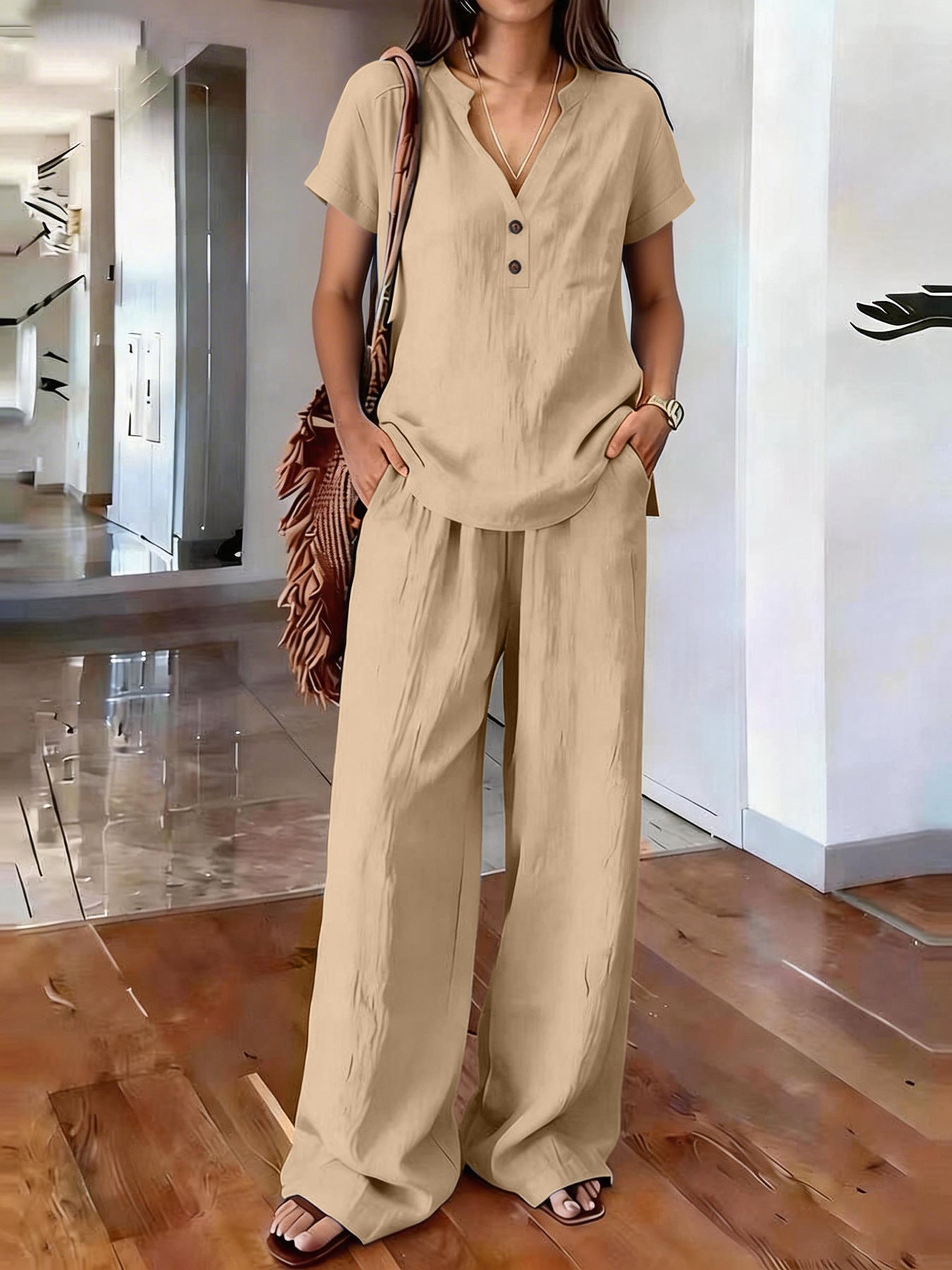 Women’s Casual Solid Color Two Piece Set