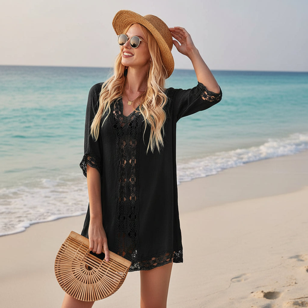 Resort Beach Tunic Dress | Patchwork Cover-Up