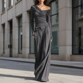 Women's Long-Sleeve Pullover Top & Loose Pants Set – Casual 2-Piece Outfit