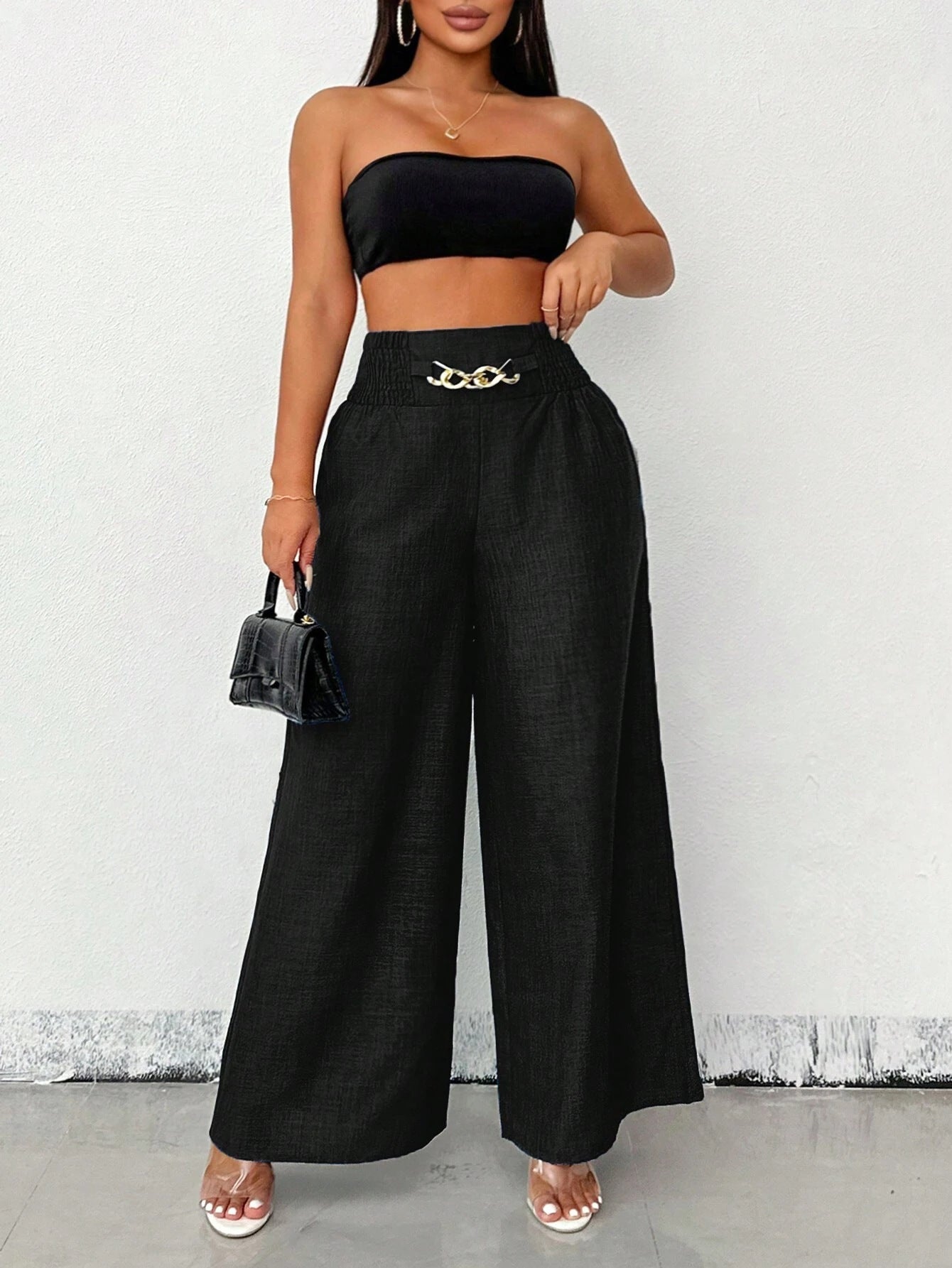 Women's High-Waist Drapey Wide-Leg Pants | Elastic Drawstring 5 Colors