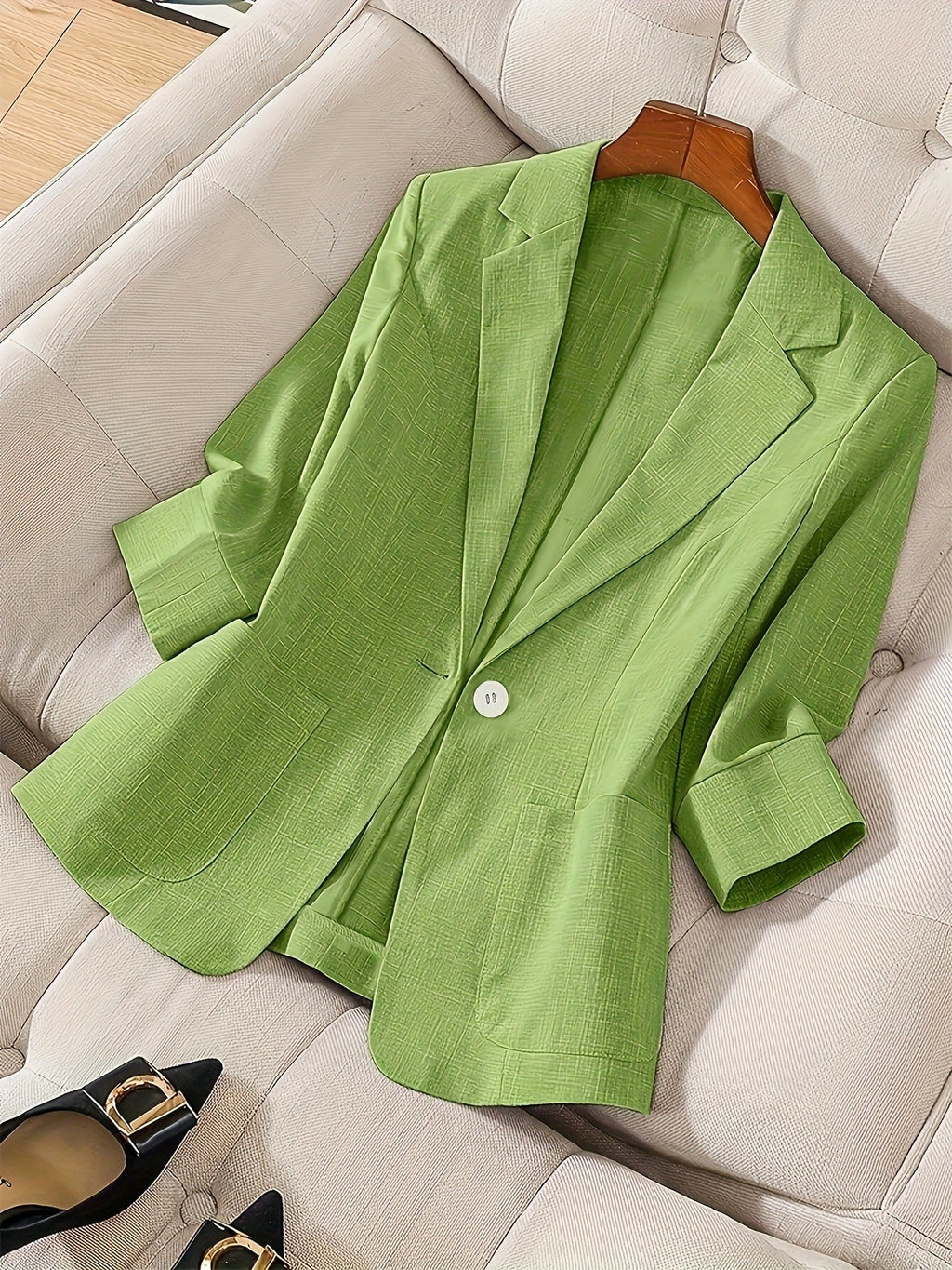 Women's Three-Quarter Sleeve Single-Button Casual Blazer