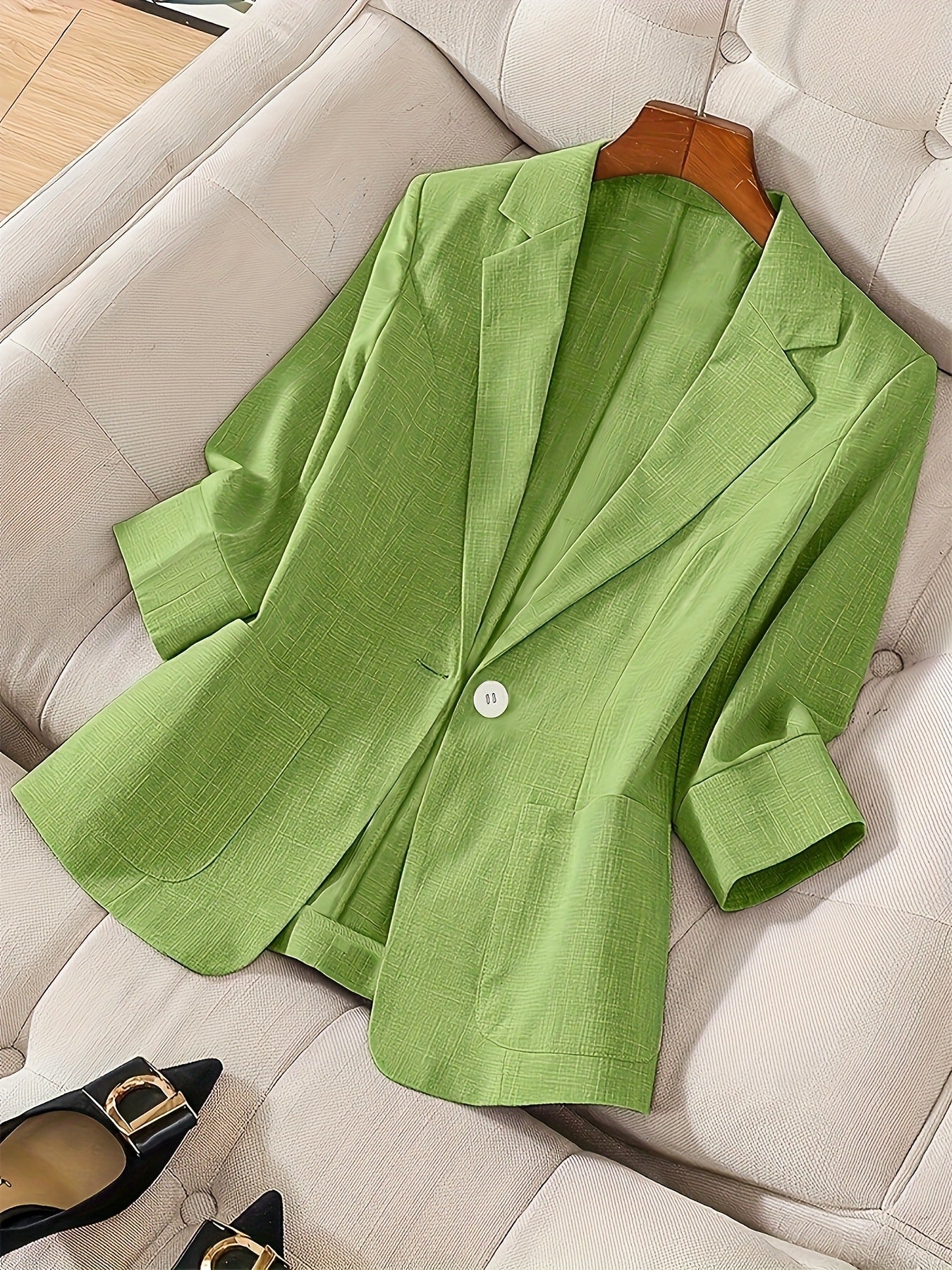 Women's Three-Quarter Sleeve Single-Button Casual Blazer