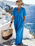 V-Neck Short-Sleeve High Waist Maxi Dress | Resort Style