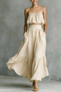 Women’s Two-Piece Flared Skirt Set – High-Waist Elegant Outfit