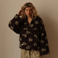 Winter Flowers Lambskin Sweatshirt Women | Cozy Zip-Up Pocket Pullover