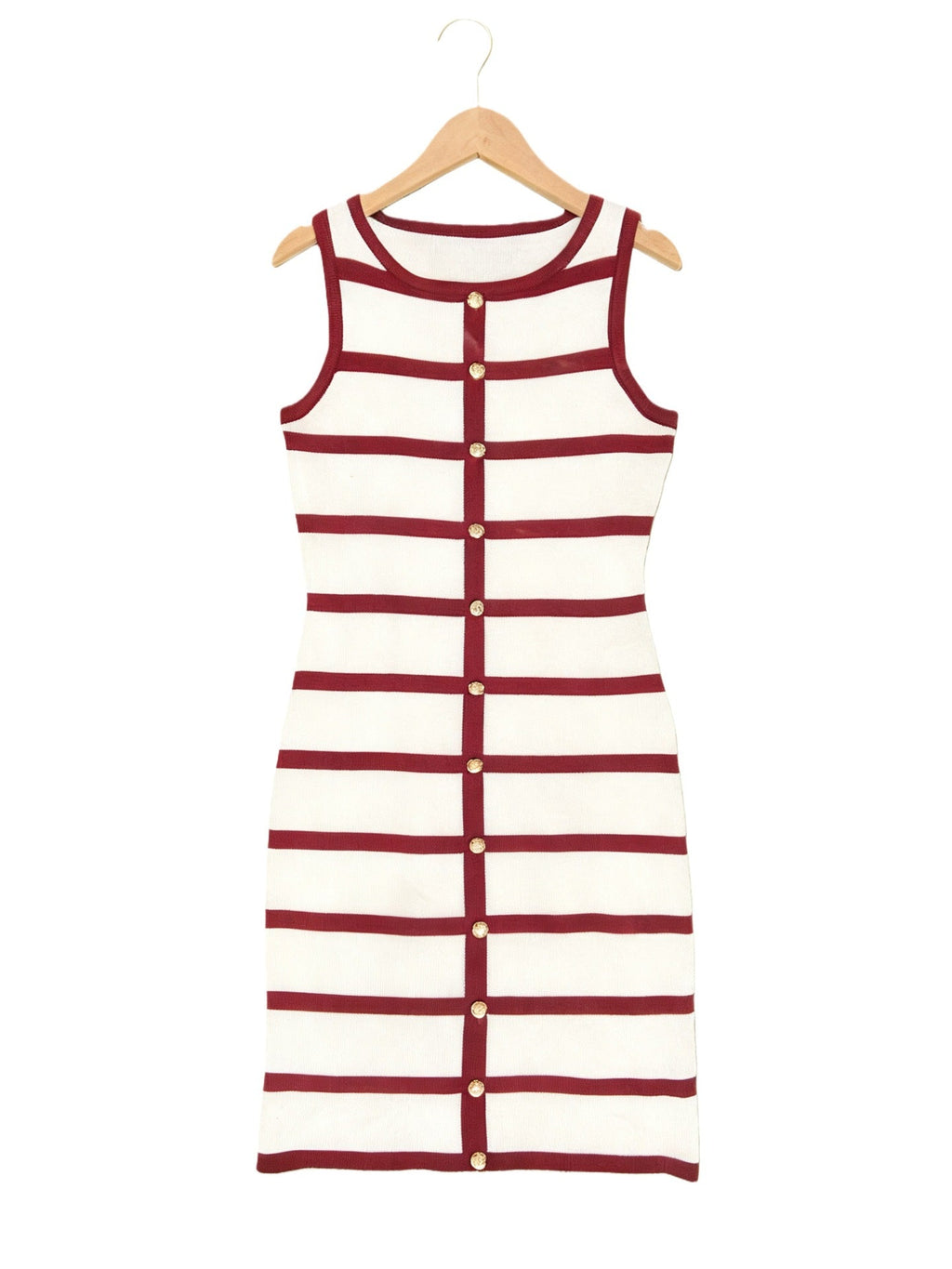 Contrast Stripe Knit Sleeveless Midi Dress – 5 Colors, S–L