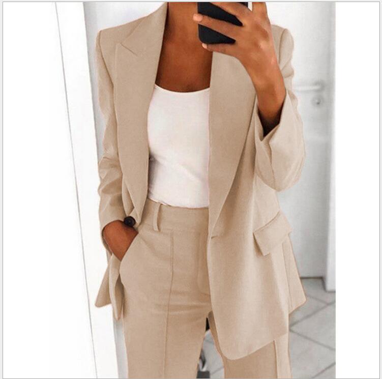 Lapel Blazer & Slim-Fit Trousers Two-Piece Suit – 10 Colors XS–5XL
