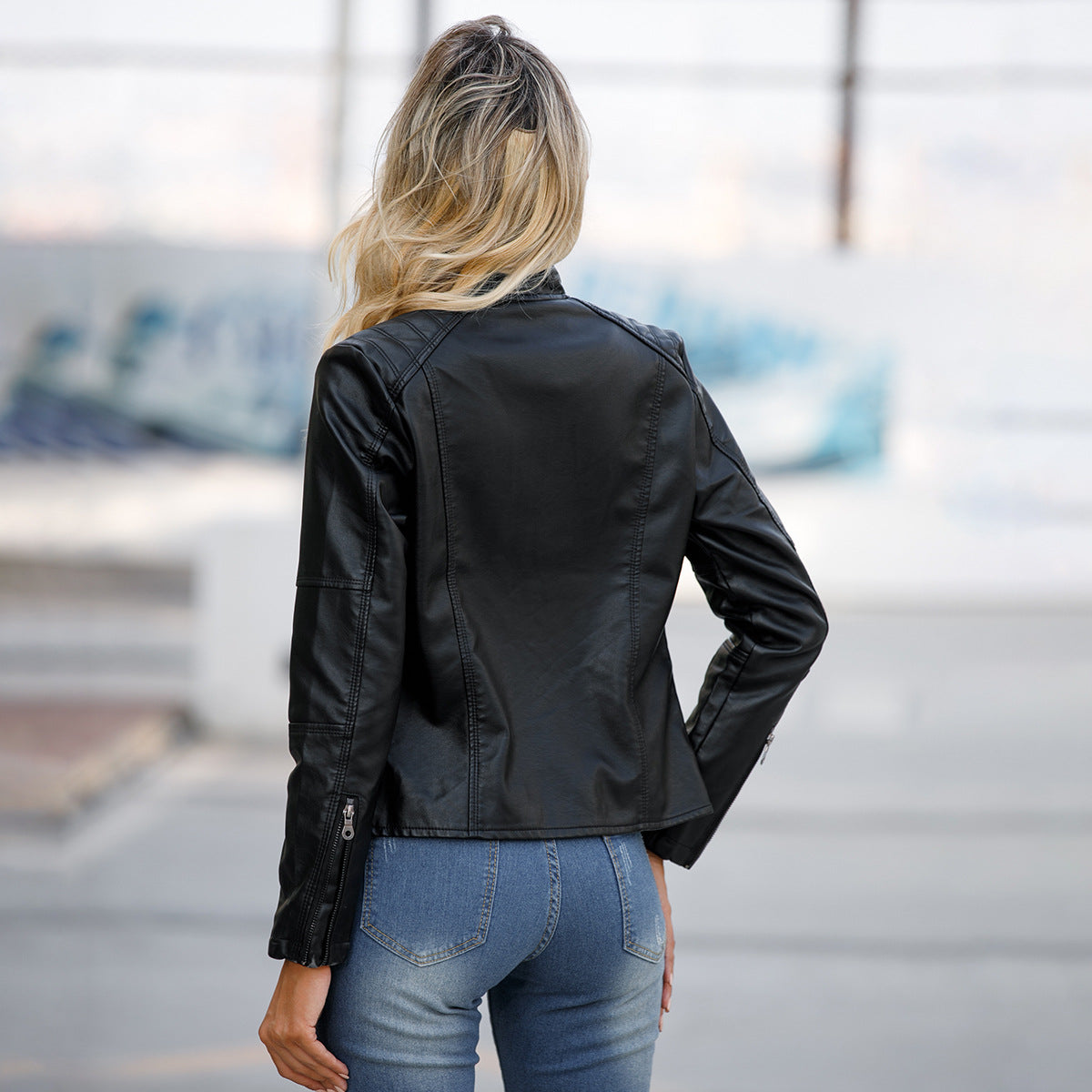 Women’s Classic Leather Jacket – Chic Streetwear Outerwear