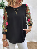 Women's Mesh Patchwork Three-Quarter Sleeve Top – Casual Chic