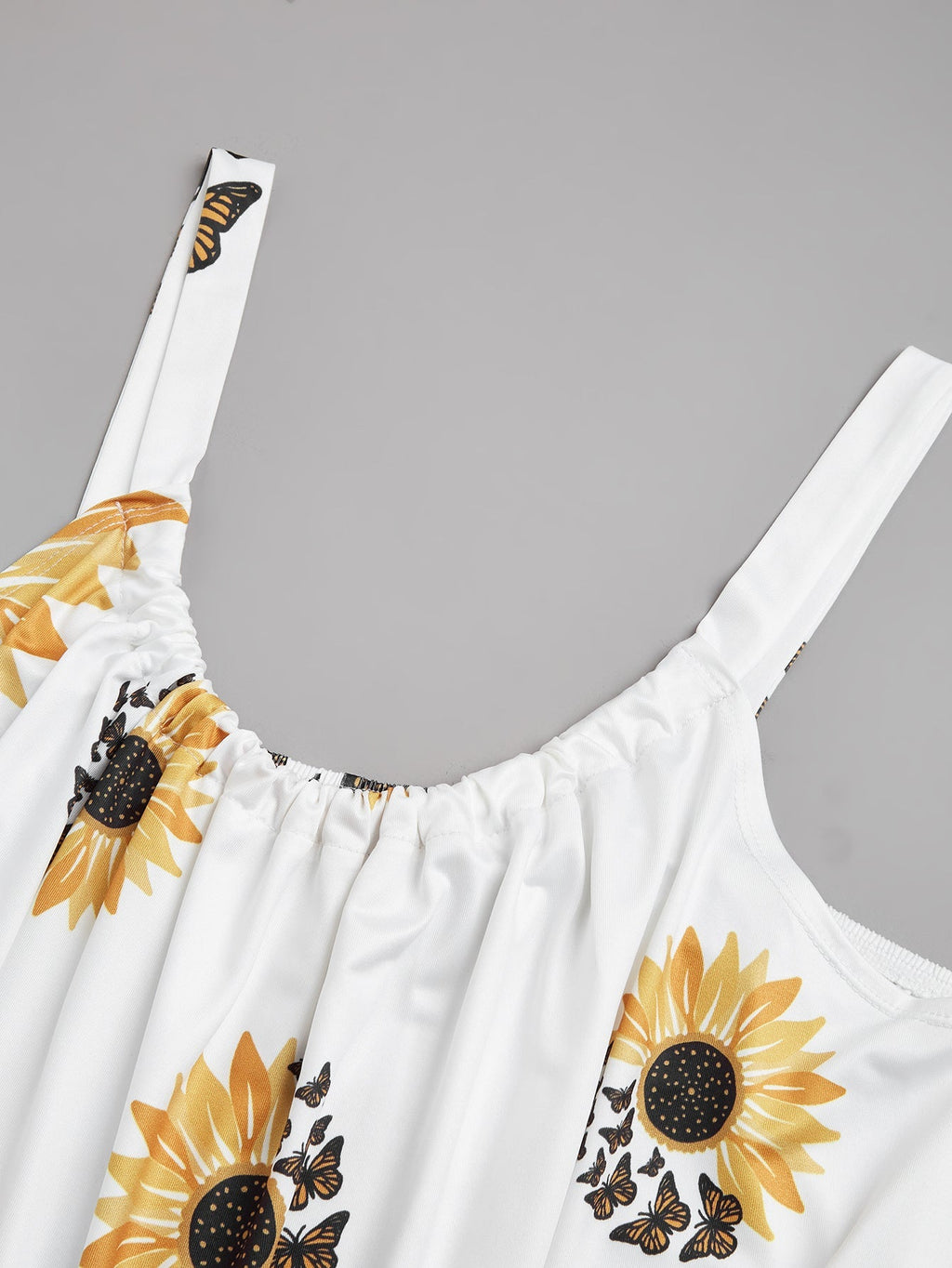 🌻 Plus Size Sunflower Print Sleeveless Wrap Dress
