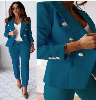 Lapel Button-Down Jacket & Slim-Fit Trousers Suit – 15 Colors XS–XXL