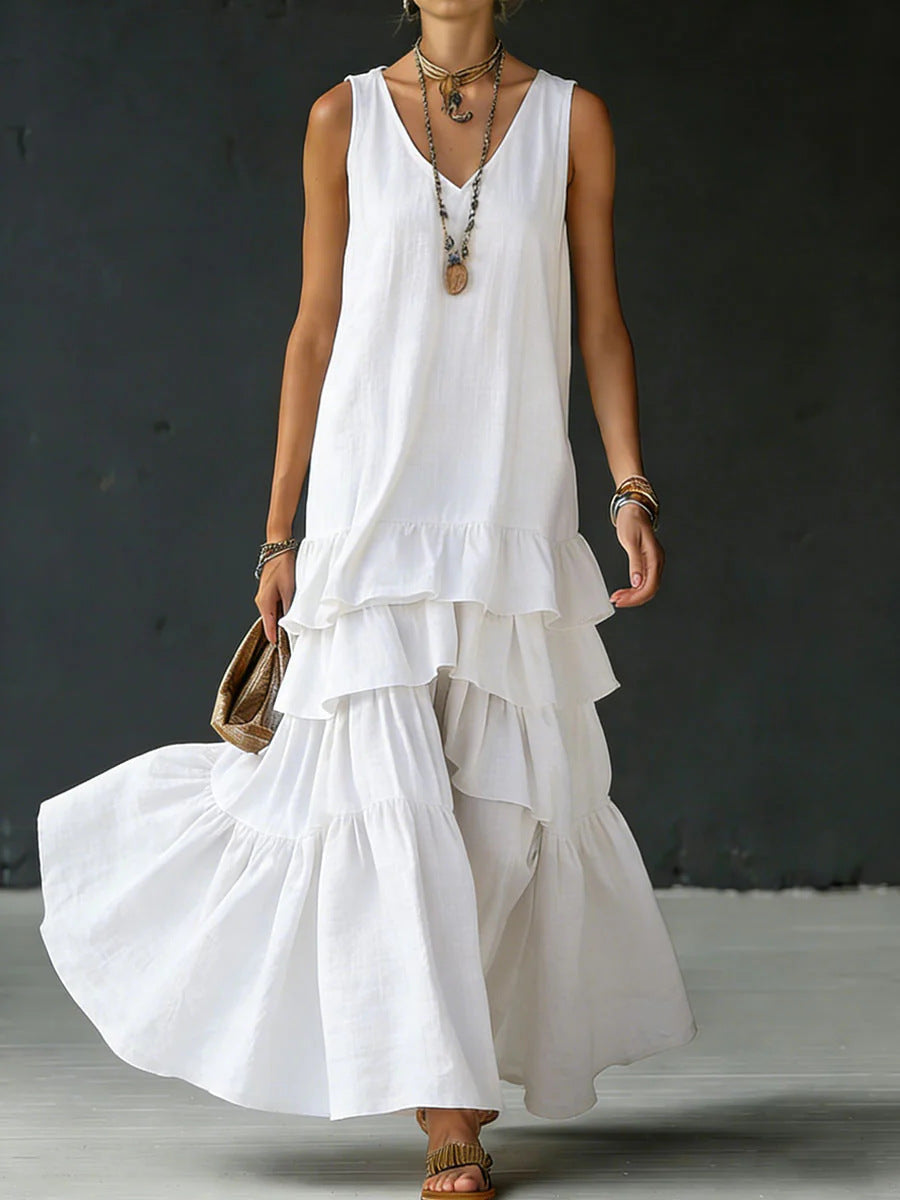Women's Ice Silk Sleeveless Loose Maxi Dress – 6 Colors S–5XL