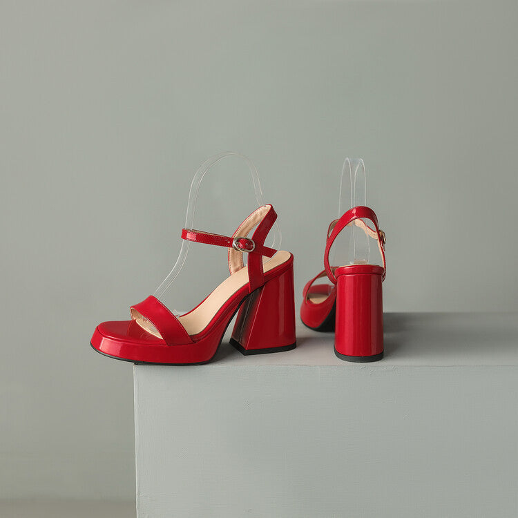 Women's Round Toe Chunky Heel Sandals – Buckle Strap Block Heel