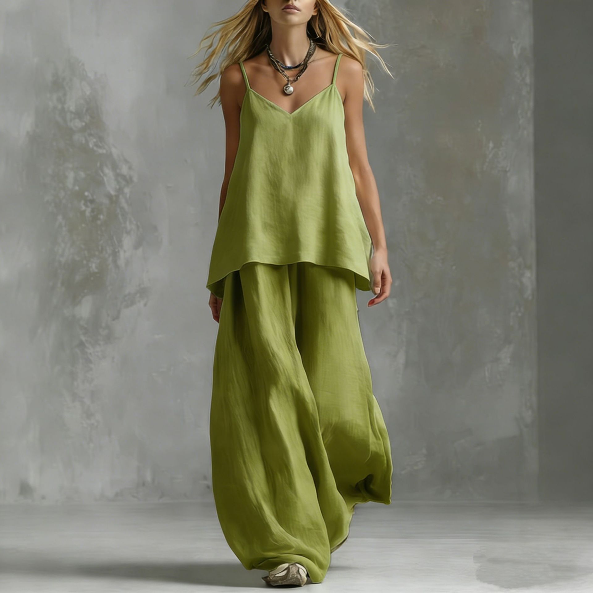 Women's Sleeveless Elegant Pantsuit – Off-Shoulder 2-Piece Suit Set