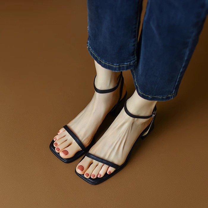Open Toe Block Heel Buckle Sandals – Versatile Dress Sandal