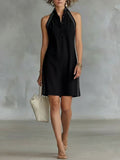 Women’s Sleeveless Button-Up Collar Shirt Dress