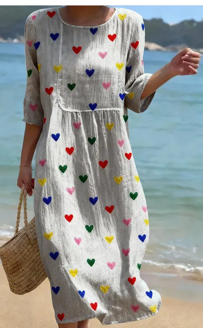 Women's Plus-Size Patchwork Maxi Dress – Relaxed Fit Casual Skirt