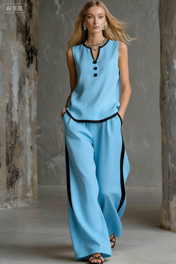 Women's Minimalist Sleeveless Two-Piece Set