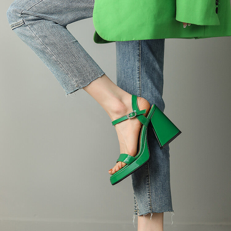 Women's Round Toe Chunky Heel Sandals – Buckle Strap Block Heel