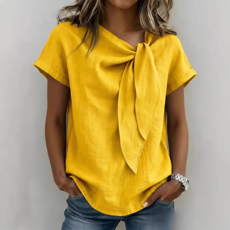 Women's Loose-Fit Short Sleeve Casual Pullover T-Shirt