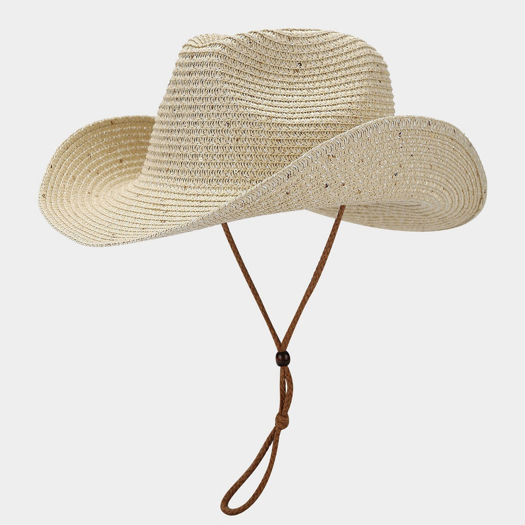 Women's Panama Straw Woven Sun Hat – Windproof Sequin Detail Beach Hat