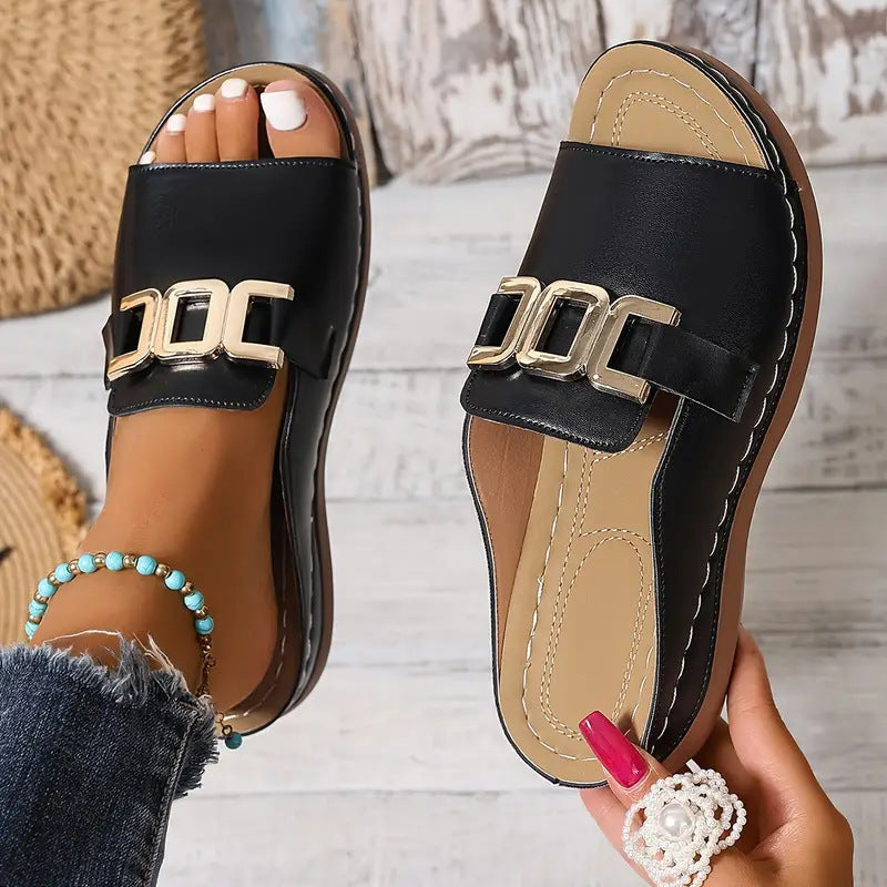 Chain Wedge Platform Peep-Toe Sandals – 5 Colors EU 36–45