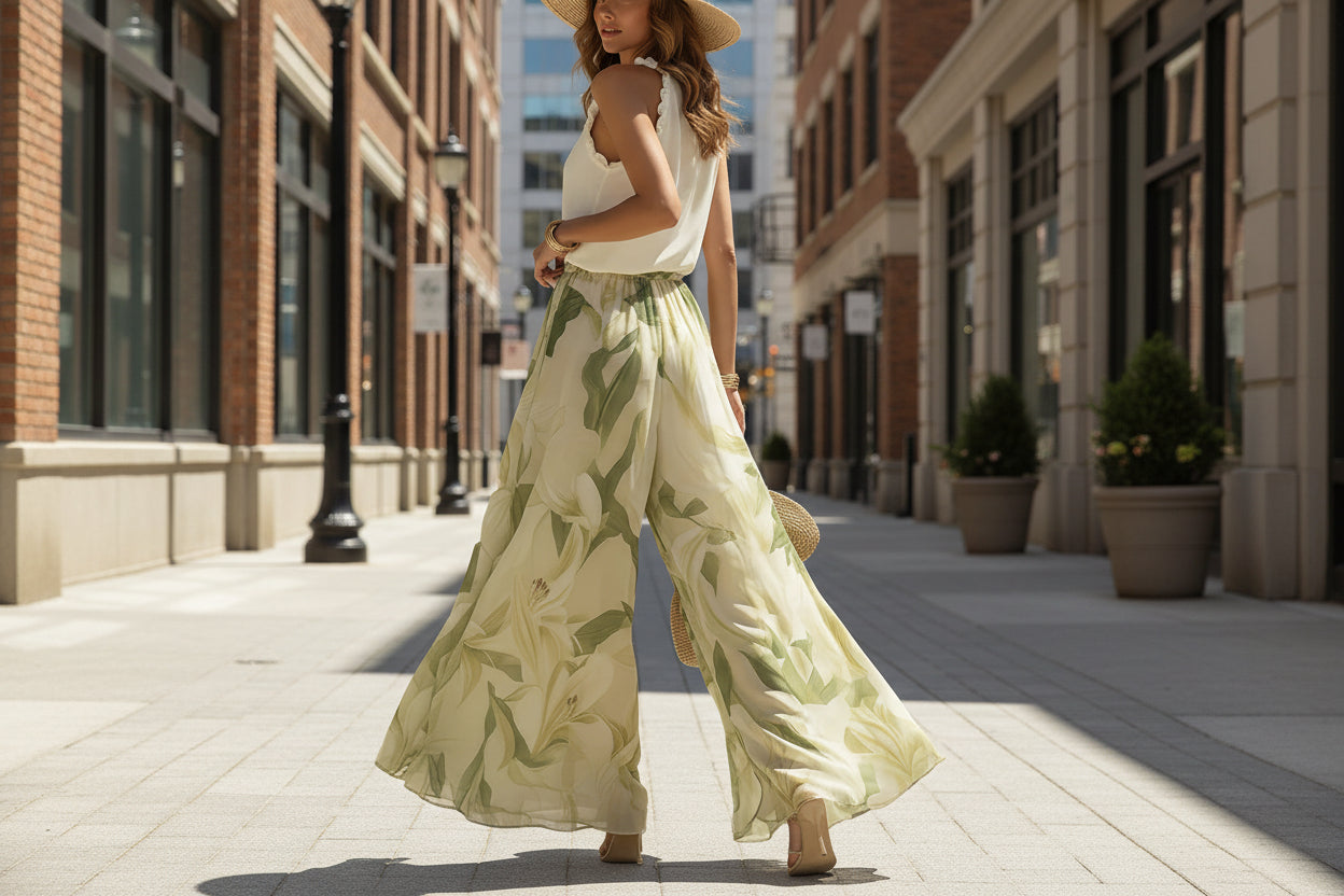 Waist-Cinching Ruffle-Hem Printed Maxi Dress – S–3XL
