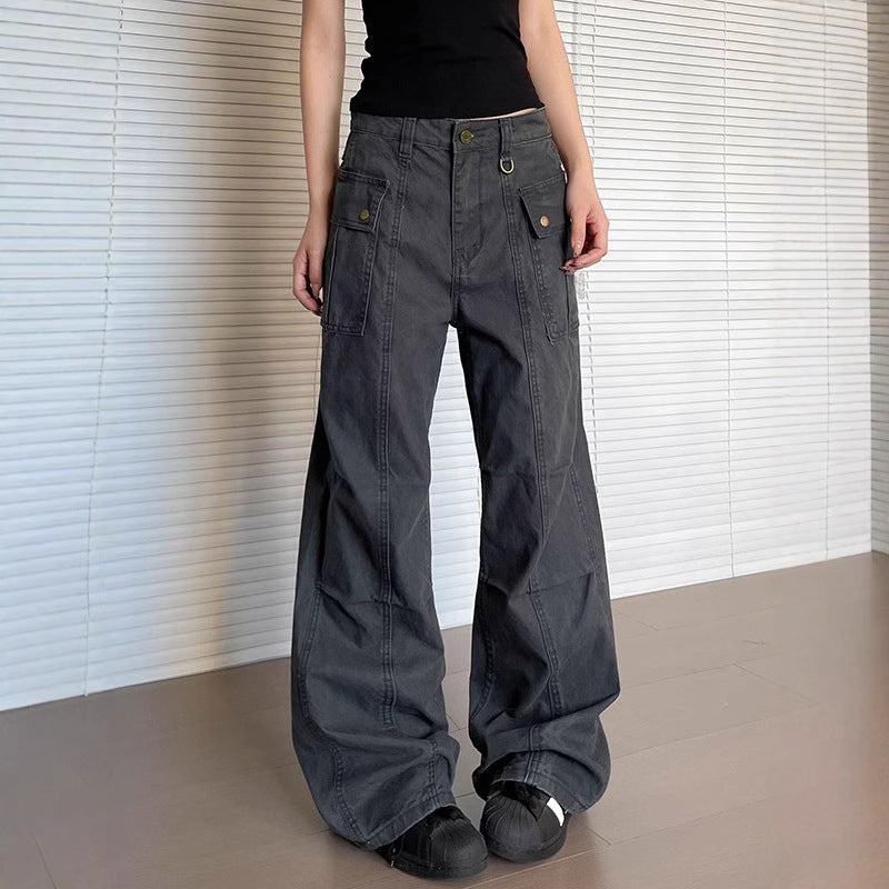 Women’s Straight Leg Slightly Flared Washed Casual Pants